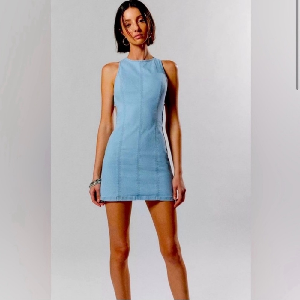Silence + Noise Light Blue Mini Dress